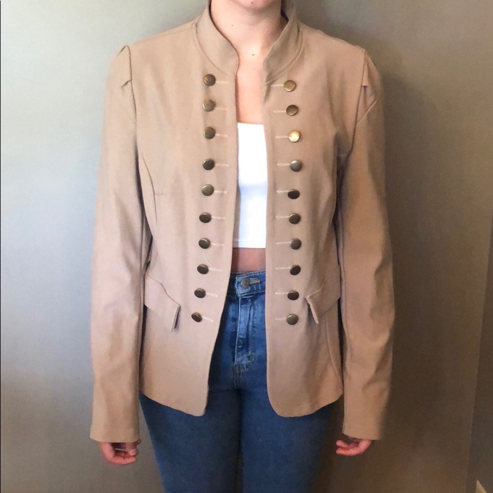 Taupe jacket with button details